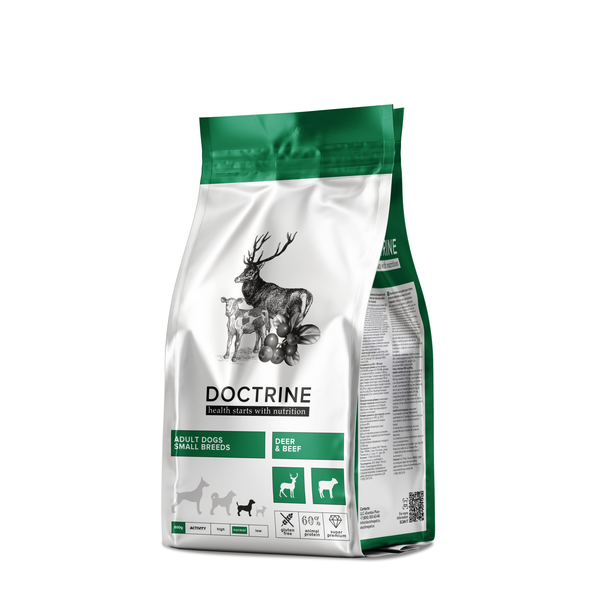 Doctrine (Доктрин) сухой корм беззерновой с телятиной и олениной для собак мелких пород 3 кг